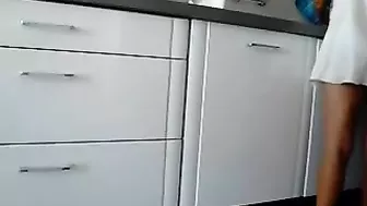 Sexy Upskirt Video of Hot Ass Girlfriend Working in Kitchen
