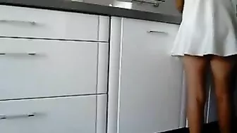 Sexy Upskirt Video of Hot Ass Girlfriend Working in Kitchen