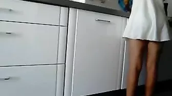 Sexy Upskirt Video of Hot Ass Girlfriend Working in Kitchen