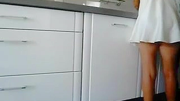 Sexy Upskirt Video of Hot Ass Girlfriend Working in Kitchen