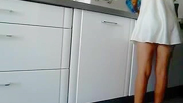 Sexy Upskirt Video of Hot Ass Girlfriend Working in Kitchen