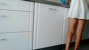 Sexy Upskirt Video of Hot Ass Girlfriend Working in Kitchen