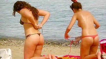 Real Natural Big Boobs at the Beach Filmed on Camera