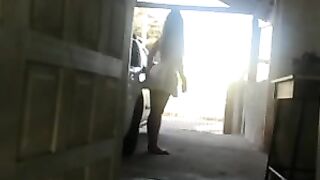 Hidden Voyeur Hot Girl Plays with Dildo on Car in Public
