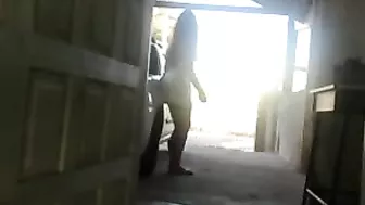 Hidden Voyeur Hot Girl Plays with Dildo on Car in Public