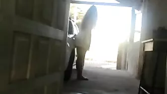 Hidden Voyeur Hot Girl Plays with Dildo on Car in Public