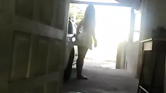 Hidden Voyeur Hot Girl Plays with Dildo on Car in Public