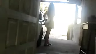 Hidden Voyeur Hot Girl Plays with Dildo on Car in Public