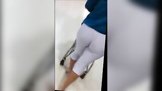 Sexy Milf In Tight White Leggings Caught On Camera In Store