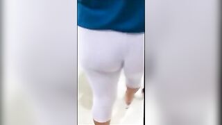 Sexy Milf In Tight White Leggings Caught On Camera In Store