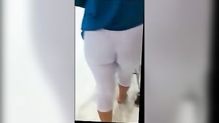 Sexy Milf In Tight White Leggings Caught On Camera In Store