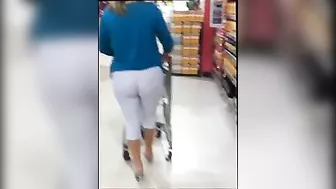 Sexy Milf In Tight White Leggings Caught On Camera In Store