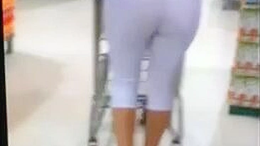 Sexy Milf In Tight White Leggings Caught On Camera In Store