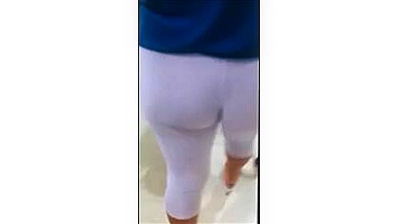 Sexy Milf In Tight White Leggings Caught On Camera In Store