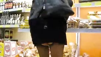 Wow! Sexy Pussy Flashes Her Seductive Skirt In Public Store!