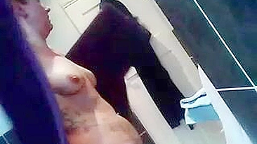Sneaky Voyeur Video In The Bathroom Caught Naked Milf Spying On Cam!