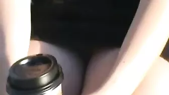 Amateur Girl Flashes Her Hairy Pussy in Broad Daylight