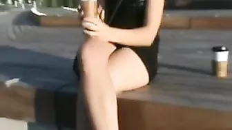 Amateur Girl Flashes Her Hairy Pussy in Broad Daylight