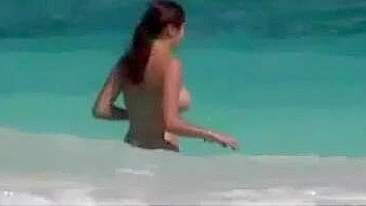 Sexy, Naked Woman On Voyeur Camera At Beach Filmed