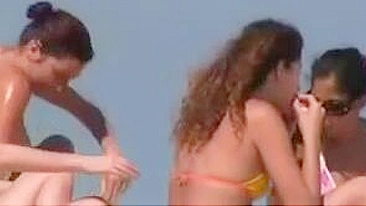 Sexy, Naked Woman On Voyeur Camera At Beach Filmed