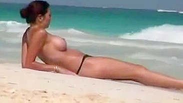Sexy, Naked Woman On Voyeur Camera At Beach Filmed