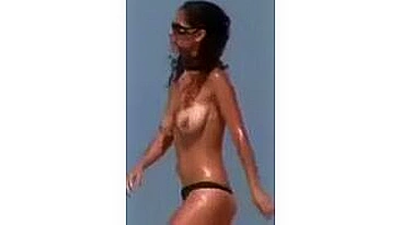 Sexy, Naked Woman On Voyeur Camera At Beach Filmed
