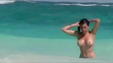 Sexy, Naked Woman On Voyeur Camera At Beach Filmed