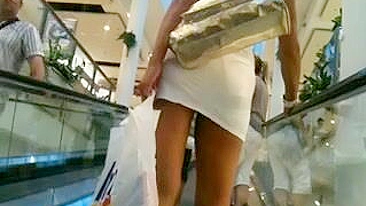 Mature Woman with Nice Legs Filmed Candid in Public Store