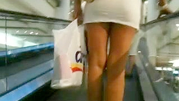 Mature Woman with Nice Legs Filmed Candid in Public Store