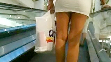Mature Woman with Nice Legs Filmed Candid in Public Store