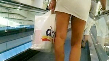 Mature Woman with Nice Legs Filmed Candid in Public Store
