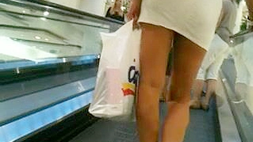 Mature Woman with Nice Legs Filmed Candid in Public Store