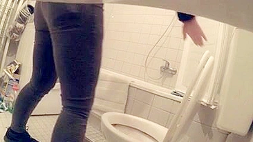 Sneaky Hidden Camera Captures Girls' Peeing Moments In Bathroom