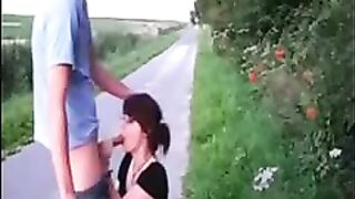 Passionate Amateur Couple Engaging In Fervent Intercourse By The Roadside