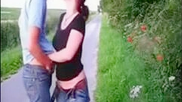 Passionate Amateur Couple Engaging In Fervent Intercourse By The Roadside