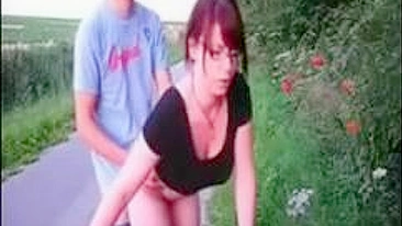Passionate Amateur Couple Engaging In Fervent Intercourse By The Roadside