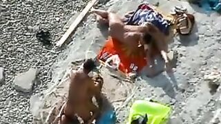 Fuck at the Beach Two Couples Filmed Voyeur