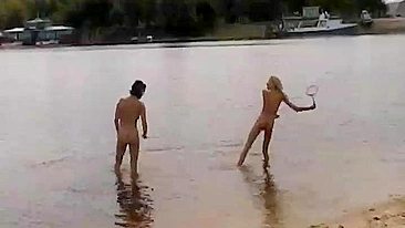 Two Hot Russian Babes Playing Naked At The Beach