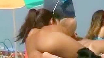 Busty And Shameless Amateur Beach Babe With Stunning Nude Bottom!