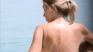 French Riviera Beach, Hot French Chick With Blonde-Topless Appearance