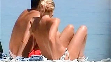 French Riviera Beach, Hot French Chick With Blonde-Topless Appearance