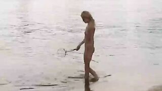 Nude Russian Beach Girls Playing Obscenely On The Sand Beach