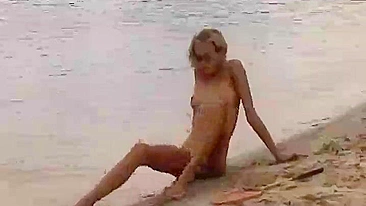 Nude Russian Beach Girls Playing Obscenely On The Sand Beach