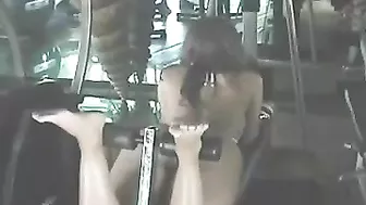 Hot Woman With Taut Butt In Tiny Bikini Flaunts In Gym Hall