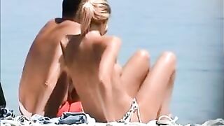 French Riviera Beach, Hot French Girl With Blonde Breasts, Filmed Nude