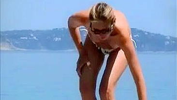 French Riviera Beach, Hot French Girl With Blonde Breasts, Filmed Nude