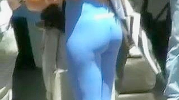 Girl with Sexy Butt in Tight Pants Filmed on Voyeur Cam