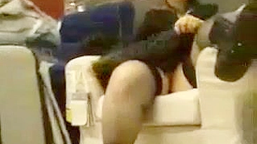 Crazy Exhibitionist Girl Plays With Her Kitty In The Furniture Store