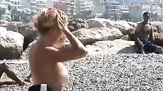 French Riviera Beach French Girl Filmed Topless on Voyeur Cam