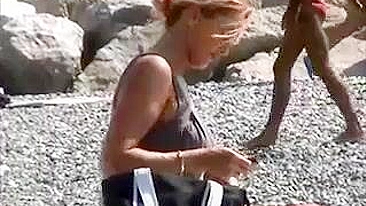 French Riviera Beach French Girl Filmed Topless on Voyeur Cam
